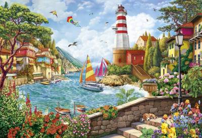 Купить Алмазная мозаика Красочный морской пейзаж, классическая (29 цветов), 30х40 см в БУКВАЕШКА